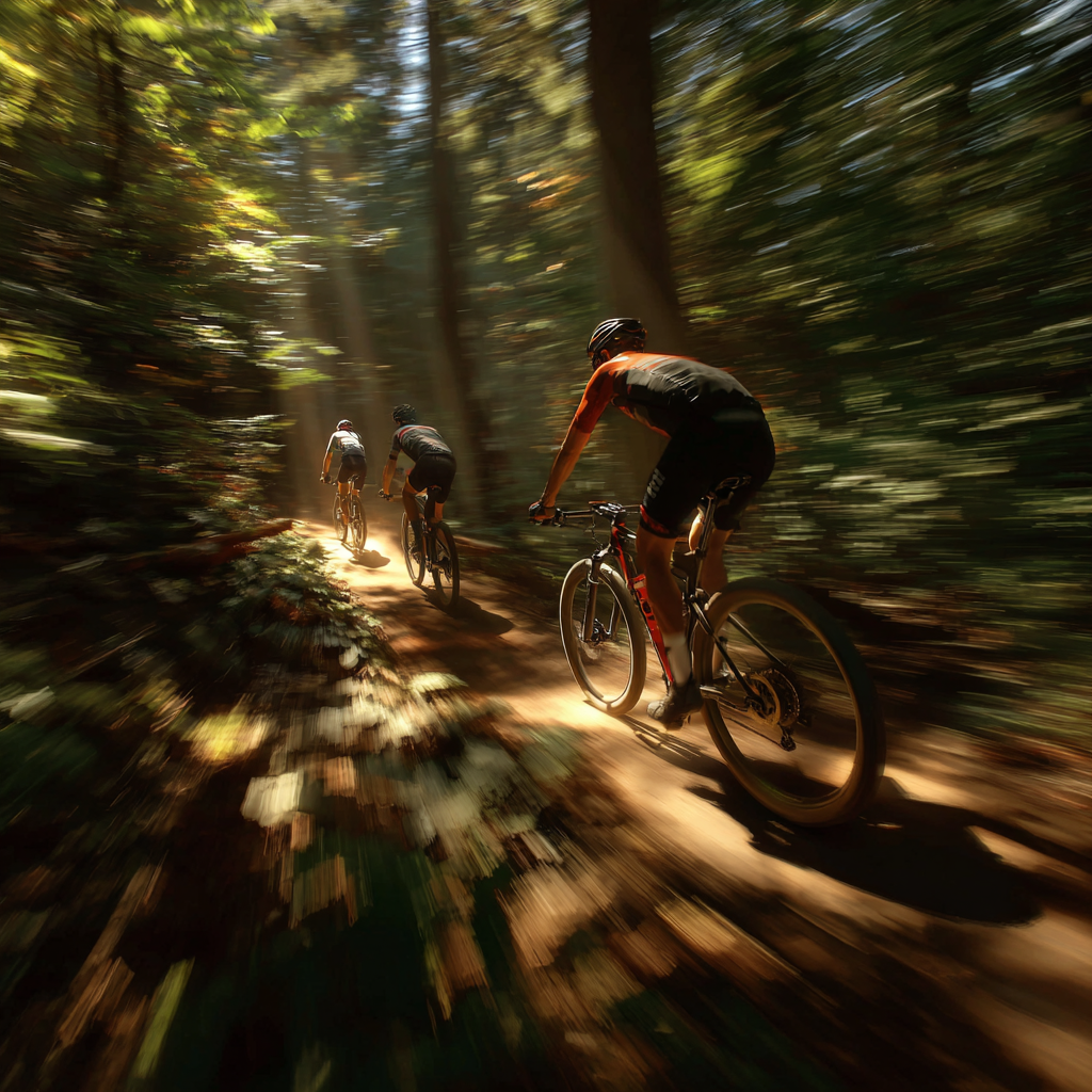rowerzyści w lesie