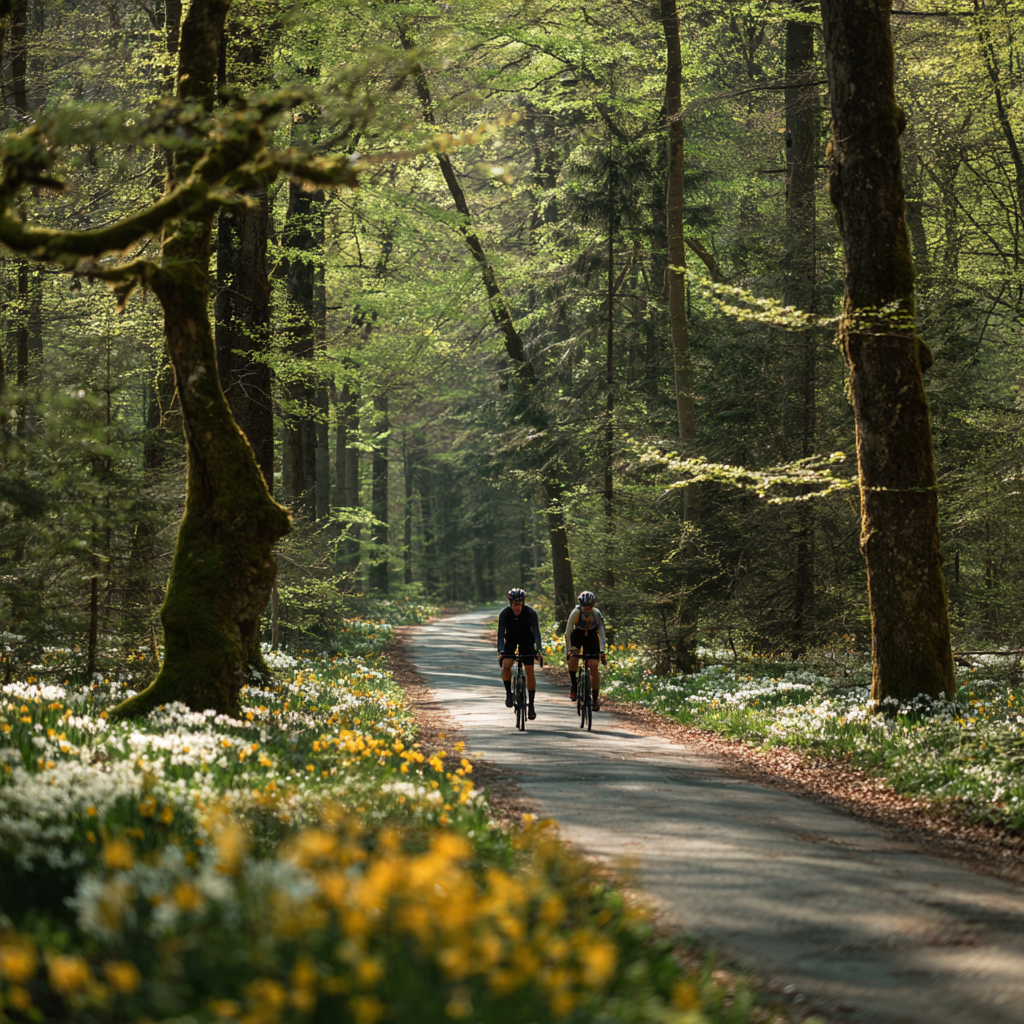rowerzyści w lesie na szlaku