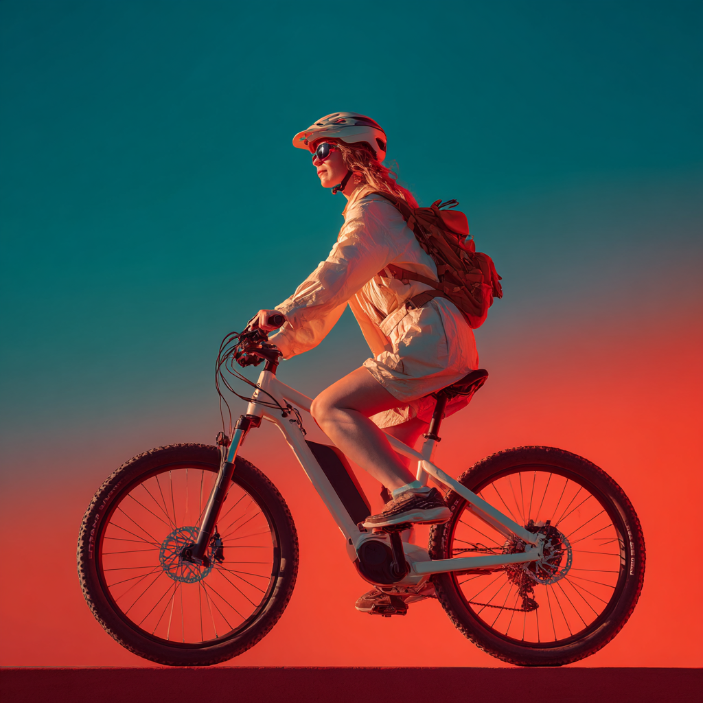 kobieta na rowerze w sesji zdjęciowej